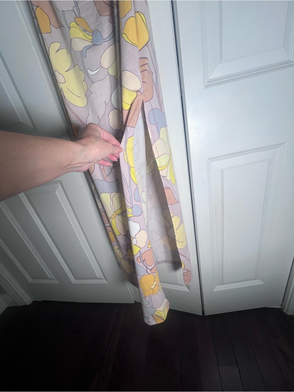 Haute Monde Yellow and Gray Floral Maxi Dress NWT - Picture 8 of 9